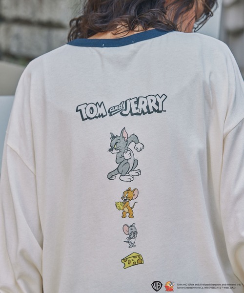 Tom&Jerry(トムアンドジェリー)の「【TOM and JERRY】別注 トムとジェリー アソートデザイン リンガー長袖Tシャツ(Tシャツ/カットソー・レディース・ネイビー系/ブラック系/スミクロ/ネイビー・FREE)」の14枚目の写真