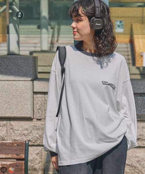 Tom&Jerry(トムアンドジェリー)の「【TOM and JERRY】別注 トムとジェリー アソートデザイン リンガー長袖Tシャツ(Tシャツ/カットソー・レディース・ネイビー系/ブラック系/スミクロ/ネイビー・FREE)」の20枚目の写真