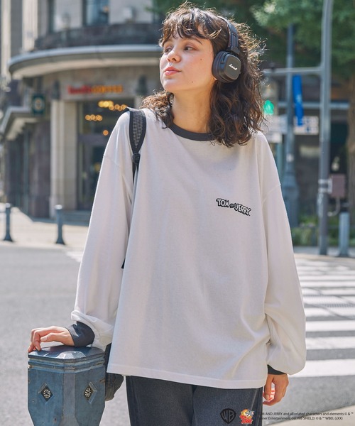 Tom&Jerry(トムアンドジェリー)の「【TOM and JERRY】別注 トムとジェリー アソートデザイン リンガー長袖Tシャツ(Tシャツ/カットソー・レディース・ネイビー系/ブラック系/スミクロ/ネイビー・FREE)」の22枚目の写真