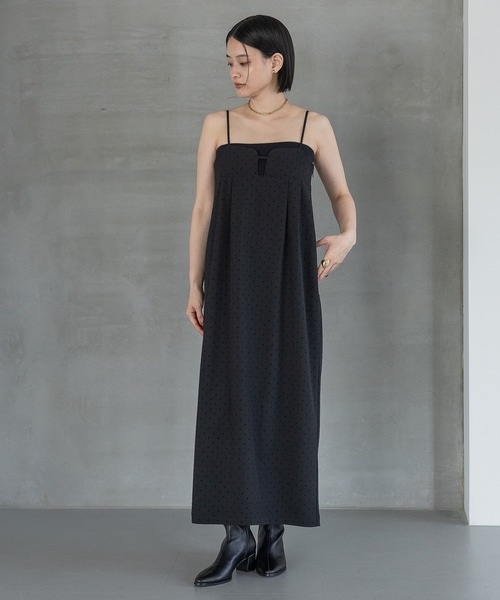 m*d様 今期 アパートバイローリーズ フロッキードットワンピース セール】フロッキードットキャミワンピース（ワンピース）｜A