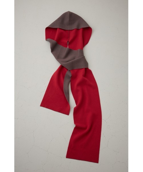 AZUL by moussy（アズールバイマウジー）の「【PLUS】リバーシブルフーディーマフラー（ストール/ショール・レディース・ダークブラウン/チャコールグレー・FREE）」の5枚目の写真