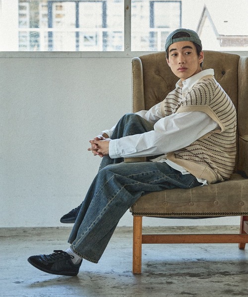 niko and...（ニコアンド）の「ジャガードニットベスト（ベスト・メンズ・ネイビー/アイボリー/グレー・LARGE/MEDIUM）」の6枚目の写真