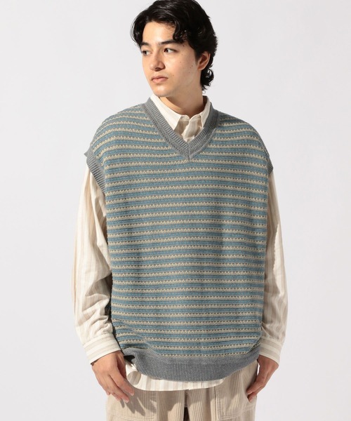 niko and...（ニコアンド）の「ジャガードニットベスト（ベスト・メンズ・ネイビー/アイボリー/グレー・LARGE/MEDIUM）」の17枚目の写真