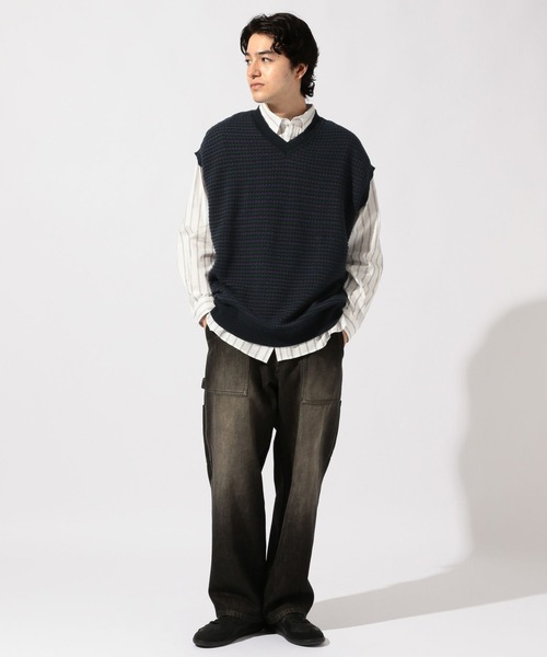 niko and...（ニコアンド）の「ジャガードニットベスト（ベスト・メンズ・ネイビー/アイボリー/グレー・LARGE/MEDIUM）」の12枚目の写真