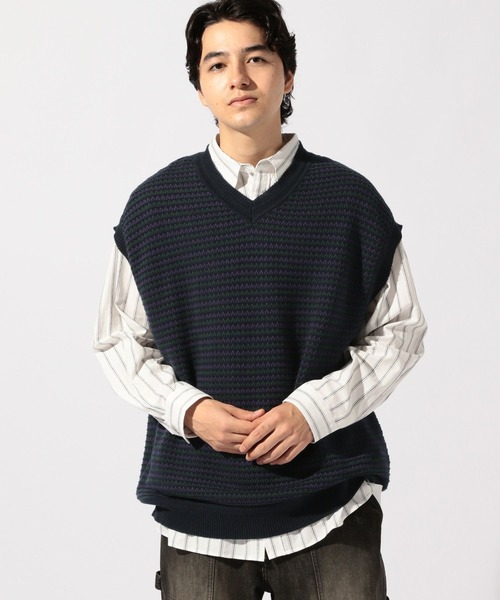 niko and...（ニコアンド）の「ジャガードニットベスト（ベスト・メンズ・ネイビー/アイボリー/グレー・LARGE/MEDIUM）」の16枚目の写真