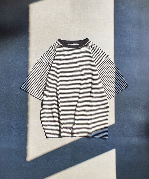 ROSE BUD(ローズバッド)の「SHEER STRIPE S/S TOP(Tシャツ/カットソー・レディース・ホワイト/ピンク/ブラック・ONE SIZE)」の2枚目の写真