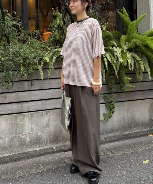 ROSE BUD(ローズバッド)の「SHEER STRIPE S/S TOP(Tシャツ/カットソー・レディース・ホワイト/ピンク/ブラック・ONE SIZE)」の14枚目の写真
