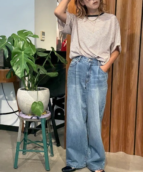 ROSE BUD(ローズバッド)の「SHEER STRIPE S/S TOP(Tシャツ/カットソー・レディース・ホワイト/ピンク/ブラック・ONE SIZE)」の15枚目の写真