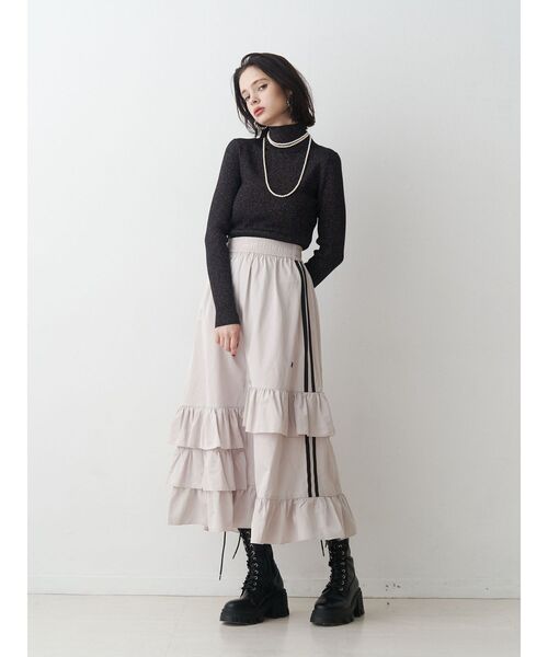 【エスパン】白黒スカート2840 WEB限定】ラインフリルフレアスカート（スカート）｜jouetie