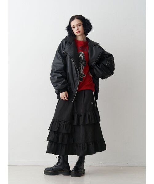 jouetie(ジュエティ)の「【WEB限定】ラインフリルフレアスカート(スカート・レディース・ブラック/アイボリー/ネイビー・MEDIUM)」の15枚目の写真