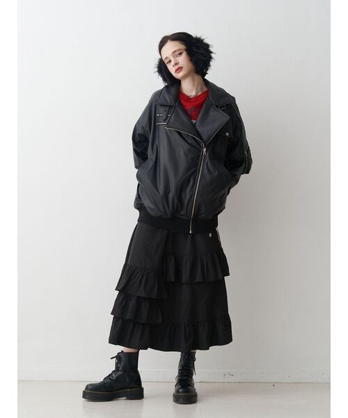 【エスパン】白黒スカート2840 WEB限定】ラインフリルフレアスカート（スカート）｜jouetie