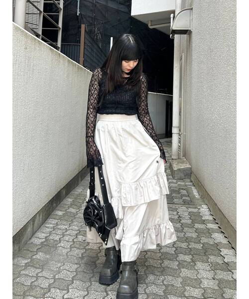 jouetie(ジュエティ)の「【WEB限定】ラインフリルフレアスカート(スカート・レディース・ブラック/アイボリー/ネイビー・MEDIUM)」の21枚目の写真