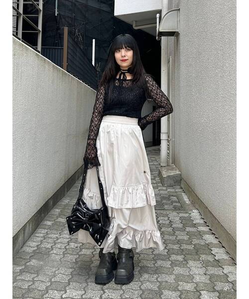 WEB限定】ラインフリルフレアスカート（スカート）｜jouetie