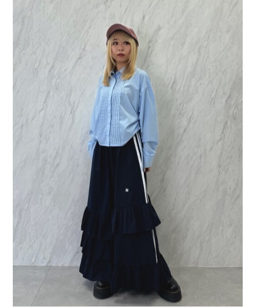 jouetie(ジュエティ)の「【WEB限定】ラインフリルフレアスカート(スカート・レディース・ブラック/アイボリー/ネイビー・MEDIUM)」の9枚目の写真