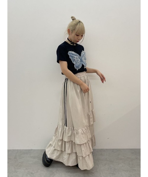 jouetie(ジュエティ)の「【WEB限定】ラインフリルフレアスカート(スカート・レディース・ブラック/アイボリー/ネイビー・MEDIUM)」の8枚目の写真