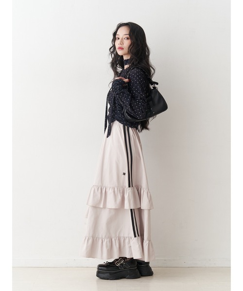 jouetie(ジュエティ)の「【WEB限定】ラインフリルフレアスカート(スカート・レディース・ブラック/アイボリー/ネイビー・MEDIUM)」の10枚目の写真