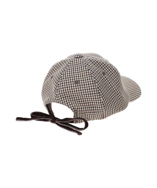 Samansa Mos2 Lagom（サマンサモスモスラーゴム）の「チェックリボンキャップ（ハット・キッズ・ボルドー/ブラウン・中(M)/大(L)）」の3枚目の写真