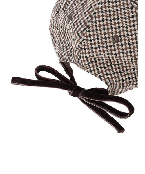 Samansa Mos2 Lagom（サマンサモスモスラーゴム）の「チェックリボンキャップ（ハット・キッズ・ボルドー/ブラウン・中(M)/大(L)）」の7枚目の写真