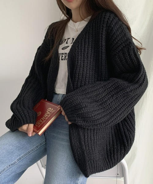 SEU(エスイーユー)の「ゆったりニットカーディガン 長袖 秋冬羽織り ビッグシルエット オフィスカジュアル きれいめカジュアル レディース 韓国風(カーディガン/ボレロ・レディース・グレー/アイボリー/ブラック/モカ・フリー)」の18枚目の写真