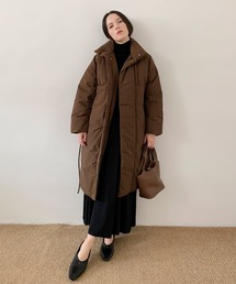 ロングダウン　ブラウン ステッチレスロングダウンコート(ダウンジャケット・コート