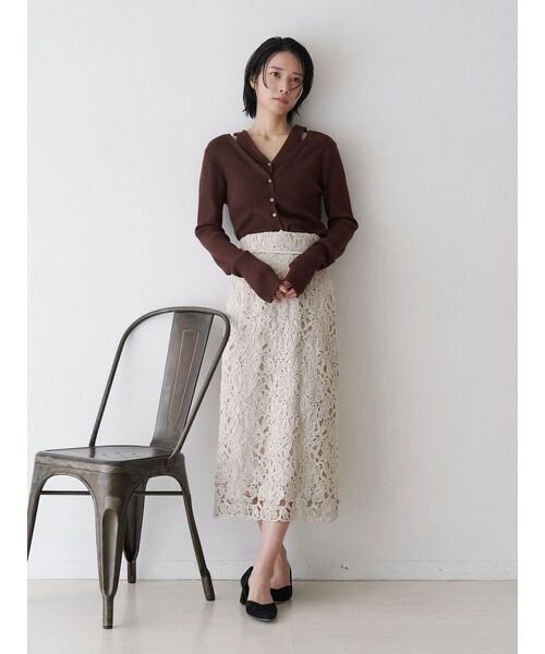 TONAL（トーナル）の「エンブロイダリーレースタイトスカート（スカート・レディース・ミント/モカ/アイボリー・SMALL/MEDIUM）」の6枚目の写真