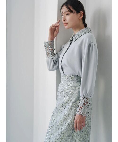 TONAL（トーナル）の「エンブロイダリーレースタイトスカート（スカート・レディース・ミント/モカ/アイボリー・SMALL/MEDIUM）」の8枚目の写真