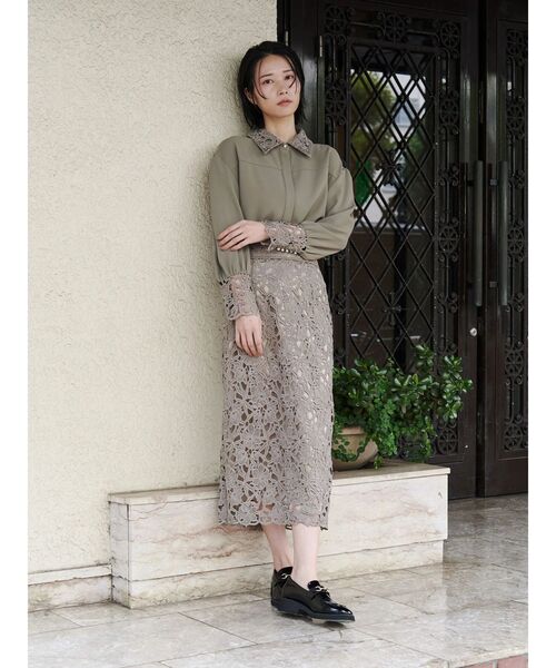 TONAL（トーナル）の「エンブロイダリーレースタイトスカート（スカート・レディース・ミント/モカ/アイボリー・SMALL/MEDIUM）」の10枚目の写真