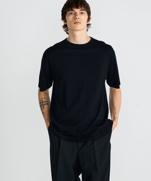 EDITION(エディション)の「コットンカシミヤ ハーフスリーブニット(ニット/セーター・メンズ・ホワイト/グレー/ブラック・L/M/S)」の5枚目の写真