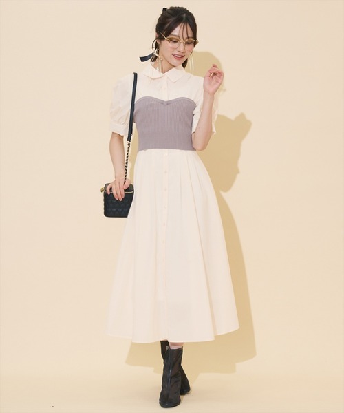 WILLSELECTION(ウィルセレクション)の「ビスチェレイヤードタックシャツワンピース(ワンピース・レディース・オフホワイト/アイボリー/ピンク・FREE)」の2枚目の写真