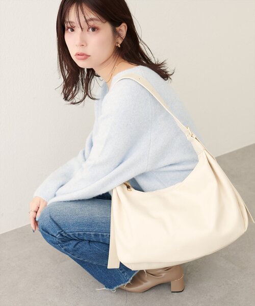 natural couture(ナチュラルクチュール)の「ショルダー2本付スムースショルダー(ショルダーバッグ・レディース・ブラウン/アイボリー/ブラック・FREE)」の1枚目の写真