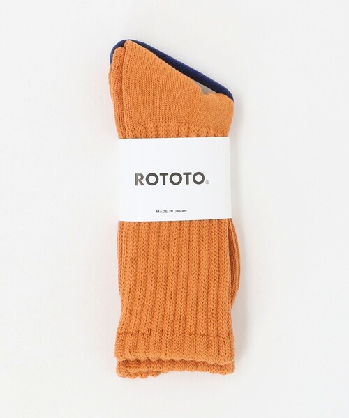 ROTOTO（ロトト）の「＜ROTOTO＞ルーズパイル クルーソックス（ソックス/靴下・メンズ・オレンジ/ベージュ・M）」の3枚目の写真