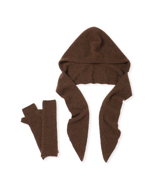 ADAM ET ROPE'（アダムエロペ）の「BASOLマフラーニットキャップ＆アームウォーマー（マフラー・レディース・ライトグレー/キナリ/ブラウン・FREE）」の4枚目の写真