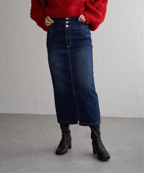 VENCEEXCHANGE(ヴァンスエクスチェンジ)の「ハイウエストナローデニムタイトスカート(デニムスカート・レディース・ダークグレー/ブルー/ブラック・S/M/L)」の3枚目の写真