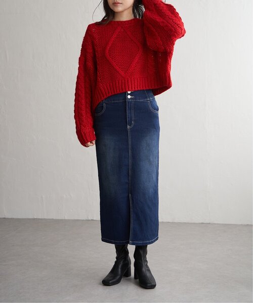 VENCEEXCHANGE(ヴァンスエクスチェンジ)の「ハイウエストナローデニムタイトスカート(デニムスカート・レディース・ダークグレー/ブルー/ブラック・S/M/L)」の17枚目の写真