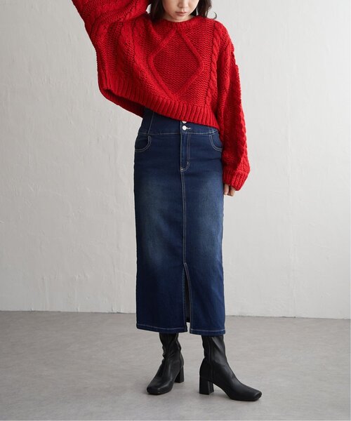 セール】ハイウエストナローデニムタイトスカート（デニムスカート