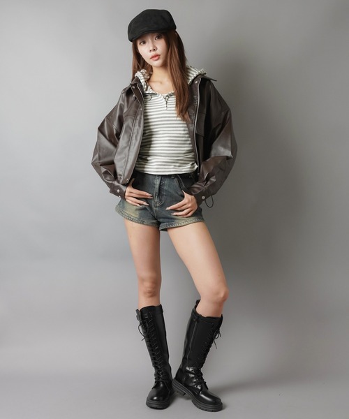 SPINNS（スピンズ）の「美脚見えデニムショートパンツ（デニムパンツ・レディース・ブルー系その他・M/S）」の9枚目の写真