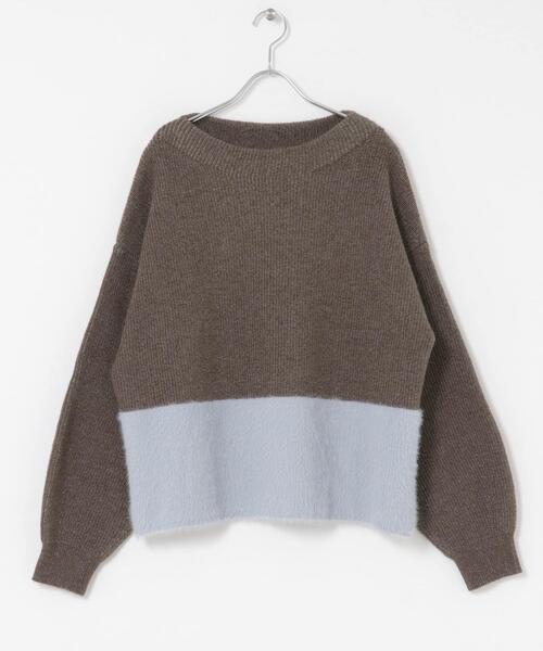 ITEMS URBANRESEARCH（アイテムズ アーバンリサーチ）の「フェザードッキングニット（ニット/セーター・レディース・ブラック/オフホワイト/ブラウン・FREE）」の9枚目の写真