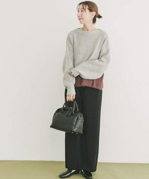 ITEMS URBANRESEARCH（アイテムズ アーバンリサーチ）の「フェザードッキングニット（ニット/セーター・レディース・ブラック/オフホワイト/ブラウン・FREE）」の14枚目の写真