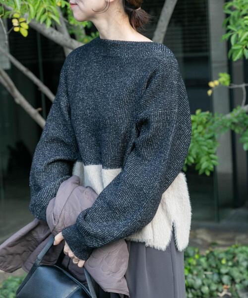 ITEMS URBANRESEARCH（アイテムズ アーバンリサーチ）の「フェザードッキングニット（ニット/セーター・レディース・ブラック/オフホワイト/ブラウン・FREE）」の19枚目の写真