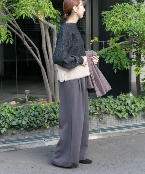 ITEMS URBANRESEARCH（アイテムズ アーバンリサーチ）の「フェザードッキングニット（ニット/セーター・レディース・ブラック/オフホワイト/ブラウン・FREE）」の22枚目の写真