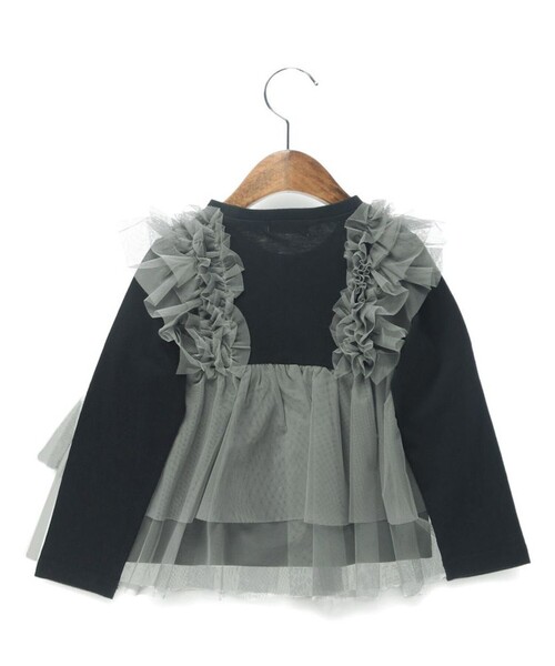 BRANSHES（ブランシェス）の「【おそろい】チュールレイヤード風長袖Tシャツ（Tシャツ/カットソー・キッズ・サックスブルー/グレー・140/80/130/120/100/110/90/150）」の5枚目の写真