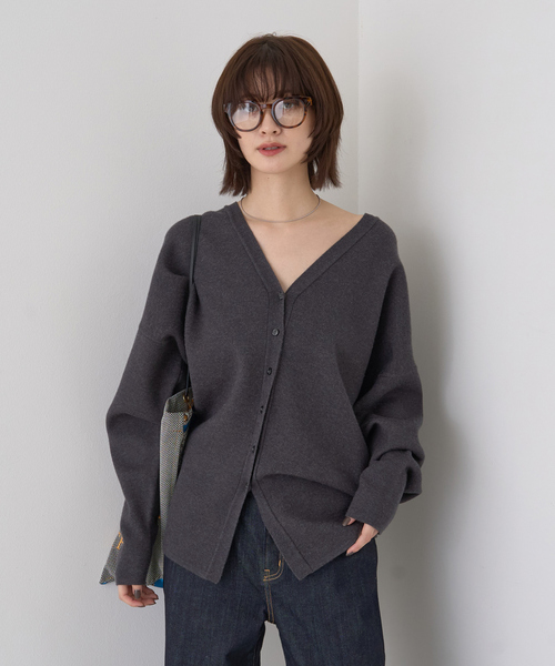 Rouge vif（ルージュヴィフ）の「変形オーバールーズニットカーディガン（カーディガン/ボレロ・レディース・ブラック/チャコールグレー/ベージュ・フリー）」の9枚目の写真