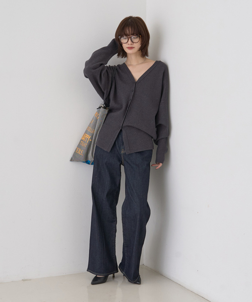 Rouge vif（ルージュヴィフ）の「変形オーバールーズニットカーディガン（カーディガン/ボレロ・レディース・ブラック/チャコールグレー/ベージュ・フリー）」の20枚目の写真