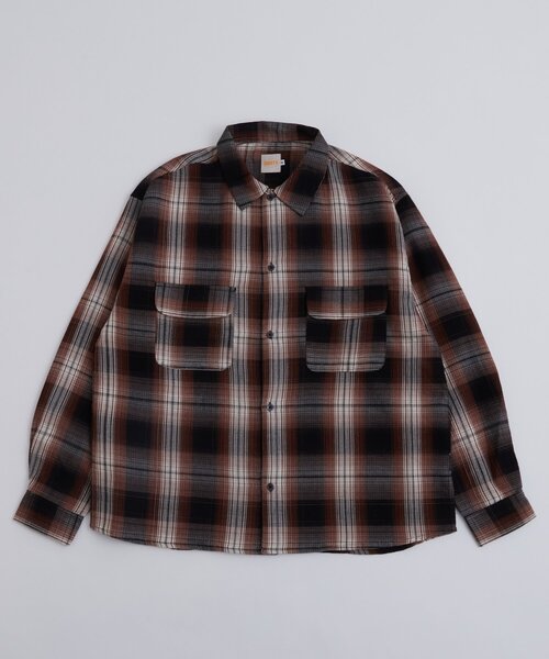 WHO'S WHO gallery（フーズフーギャラリー）の「KOOKYNワッフルチェックシャツ（シャツ/ブラウス・メンズ・ブラック/ネイビー/カーキ・MEDIUM/LARGE）」の2枚目の写真