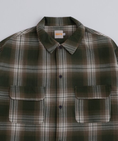 WHO'S WHO gallery（フーズフーギャラリー）の「KOOKYNワッフルチェックシャツ（シャツ/ブラウス・メンズ・ブラック/ネイビー/カーキ・MEDIUM/LARGE）」の6枚目の写真