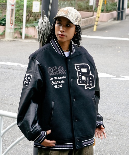 BEN DAVIS(ベンデイビス)の「【BEN DAVIS/ベンデイビス】フェイクメルトンスタジャン アワードジャケット 中綿 防寒(スタジャン・メンズ・その他1/その他・MEDIUM/LARGE/X-LARGE)」の2枚目の写真