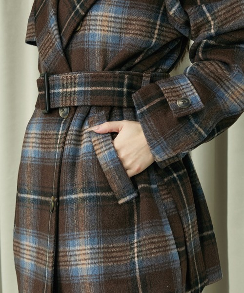 2WAYチェックミドルコート（ステンカラーコート）｜Elishe（エリシェ