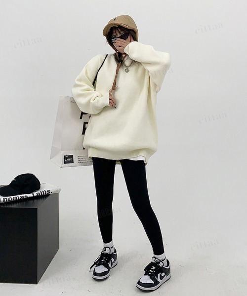 Dalfwin（ダールフィン）の「韓国ファッション CHICAGOバックロゴ刺繍ニット（ニット/セーター・レディース・グリーン/グレー/オフホワイト/ブラック・FREE）」の8枚目の写真