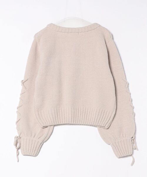 GORGE(ゴージ)の「《袖レースアップ×ケーブル編み》レディース モールニット Vネックプルオーバー ゆるシルエット 秋冬(ニット/セーター・レディース・ブラック/オフホワイト/ボルドー/グレイッシュベージュ/ピンク・F)」の17枚目の写真