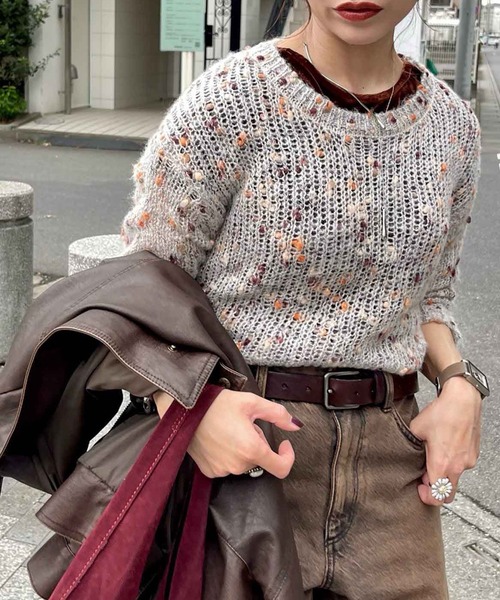 Flugge(フラッジー)の「つぶつぶribbonニット(ニット/セーター・レディース・ベージュ・FREE)」の3枚目の写真